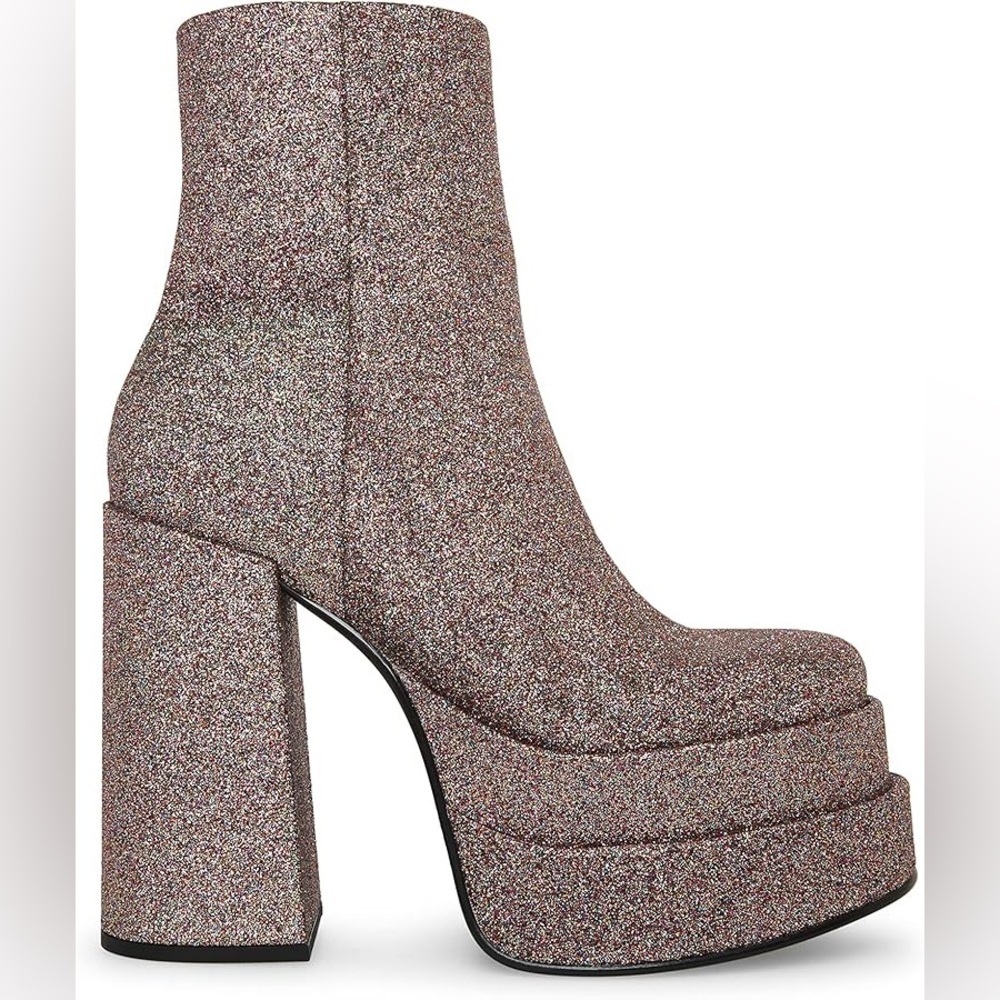 Steve Madden Corsa Glitter Double Platform Heavy 5” Heel Ankle Boots Size: 7.5